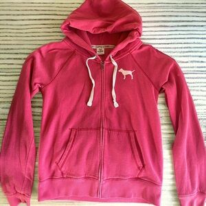 PINK Victorias Secret Love Pink 1986 Zip Up Hoodie Sweatshirt Women’s Size Med